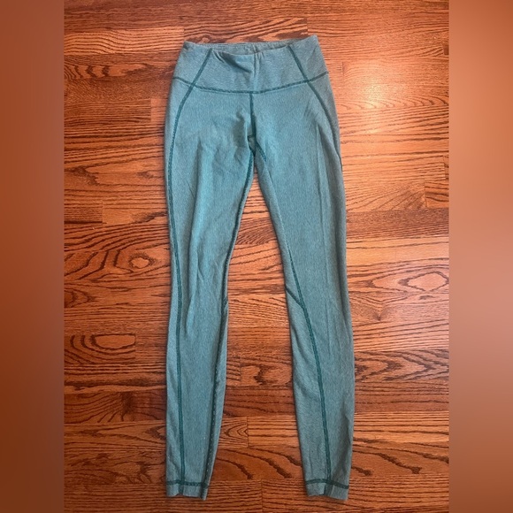 Lululemon Wunder Under Pant Leggings Wee Stripe Heathered Teal - Picture 6 of 8